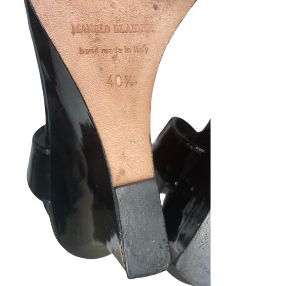 Manolo Blahnik Pepewe Black Patent Leather Wedge Heels    Size: EU 40.5 - Picture 7 of 8